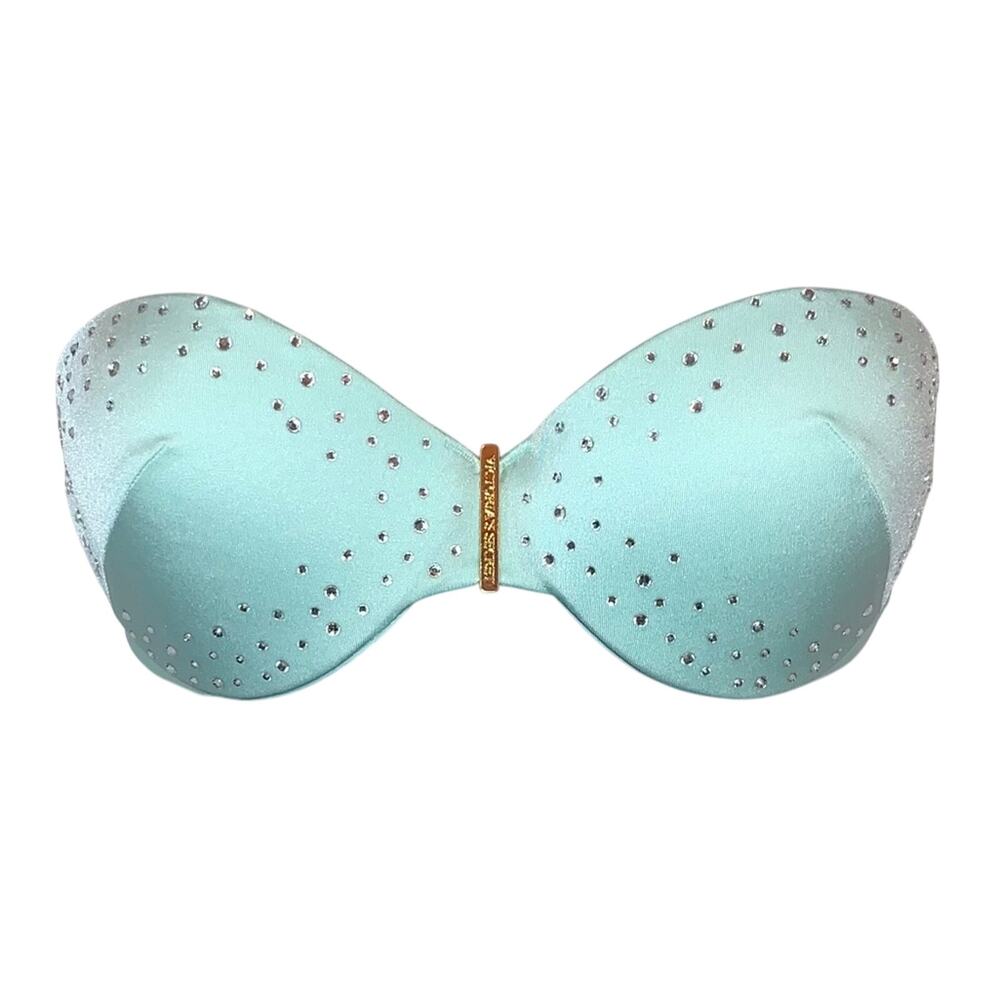 Victoria’s Secret Rhinestone Bandeau Bikini Top Mint 32B Padded